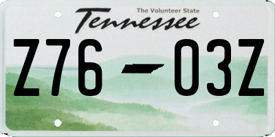 TN license plate Z7603Z
