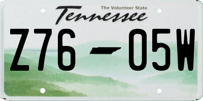 TN license plate Z7605W