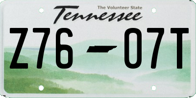 TN license plate Z7607T