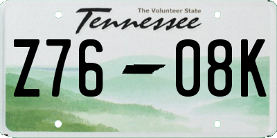 TN license plate Z7608K