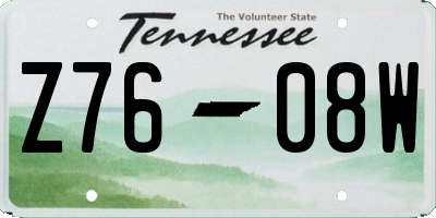 TN license plate Z7608W