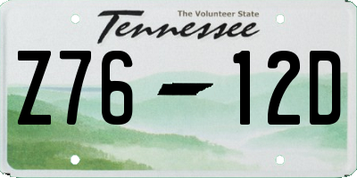 TN license plate Z7612D