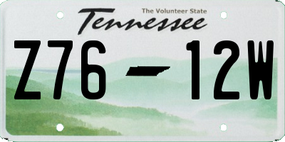TN license plate Z7612W