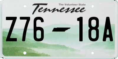TN license plate Z7618A