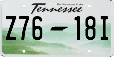 TN license plate Z7618I