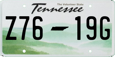 TN license plate Z7619G