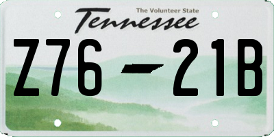 TN license plate Z7621B