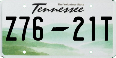 TN license plate Z7621T