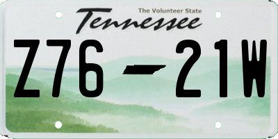 TN license plate Z7621W