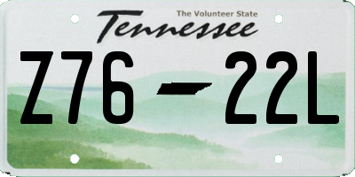 TN license plate Z7622L