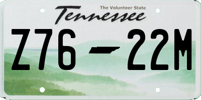 TN license plate Z7622M
