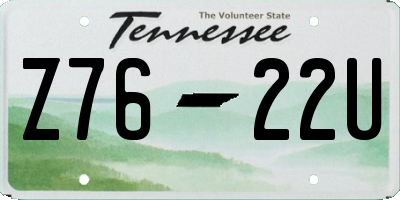 TN license plate Z7622U