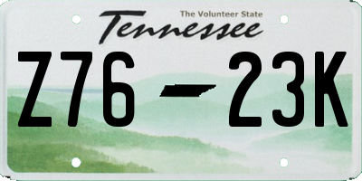 TN license plate Z7623K