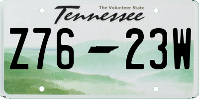 TN license plate Z7623W