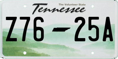 TN license plate Z7625A