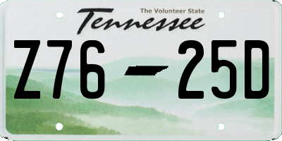 TN license plate Z7625D