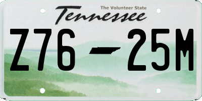 TN license plate Z7625M