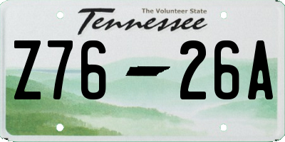 TN license plate Z7626A