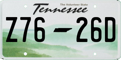 TN license plate Z7626D