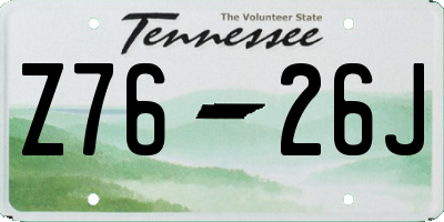 TN license plate Z7626J