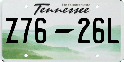 TN license plate Z7626L