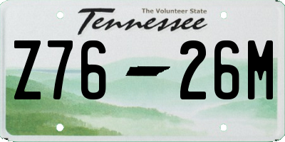TN license plate Z7626M