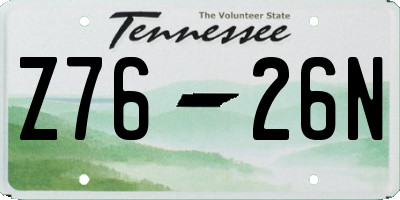 TN license plate Z7626N