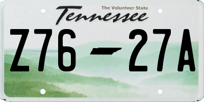 TN license plate Z7627A