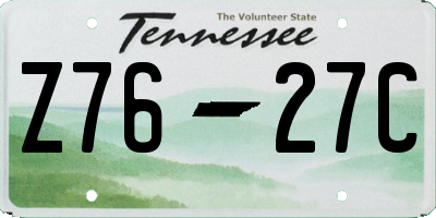 TN license plate Z7627C