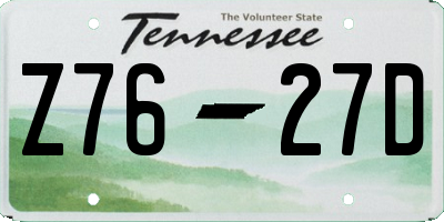 TN license plate Z7627D