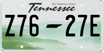 TN license plate Z7627E