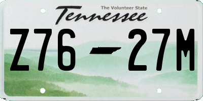 TN license plate Z7627M