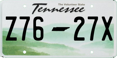 TN license plate Z7627X