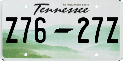 TN license plate Z7627Z