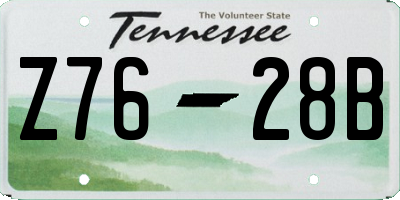 TN license plate Z7628B