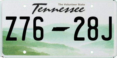 TN license plate Z7628J
