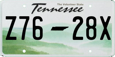 TN license plate Z7628X