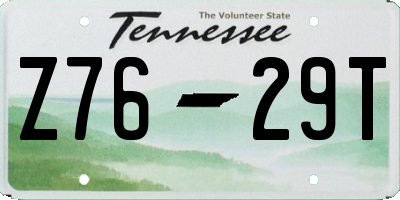 TN license plate Z7629T