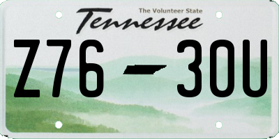 TN license plate Z7630U