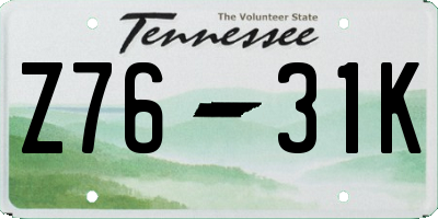 TN license plate Z7631K