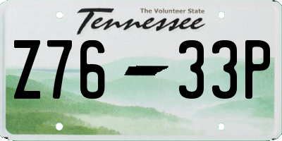 TN license plate Z7633P