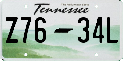 TN license plate Z7634L