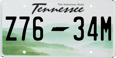 TN license plate Z7634M