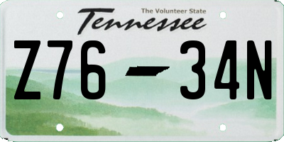TN license plate Z7634N