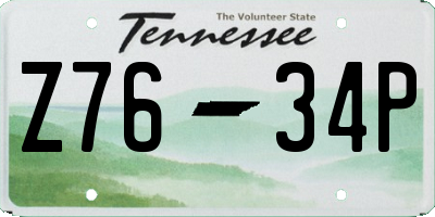 TN license plate Z7634P
