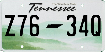 TN license plate Z7634Q