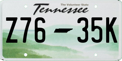 TN license plate Z7635K