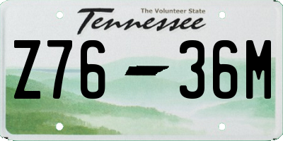 TN license plate Z7636M