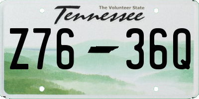 TN license plate Z7636Q
