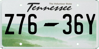 TN license plate Z7636Y